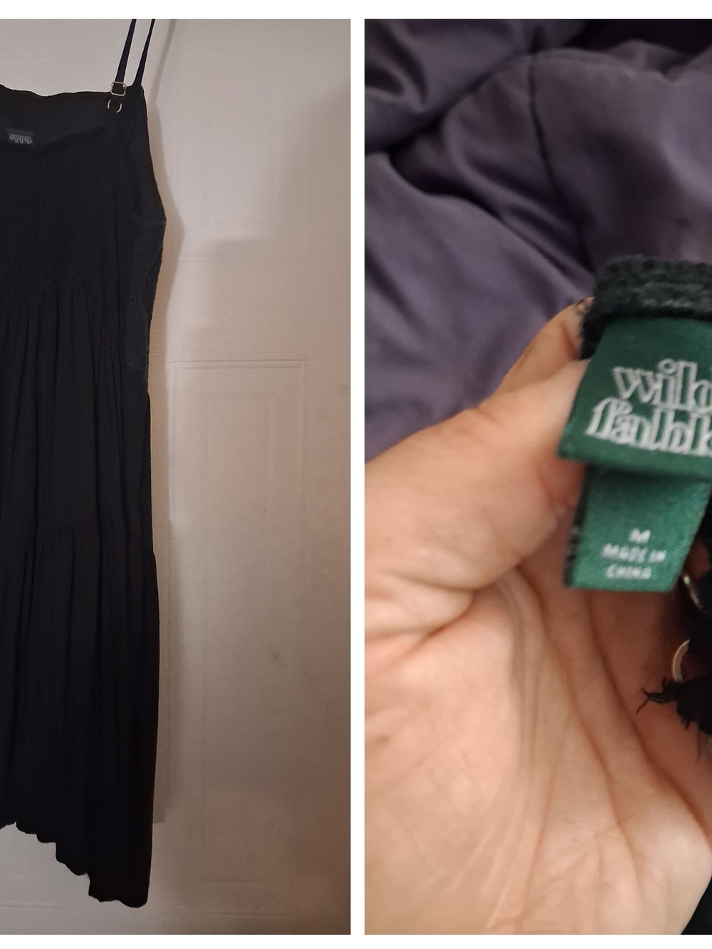 wild fable Black Tiered Maxi Slip Dress with Adjustable Straps